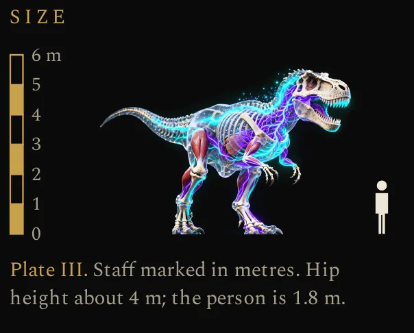 Size panel for Tyrannosaurus, from the book